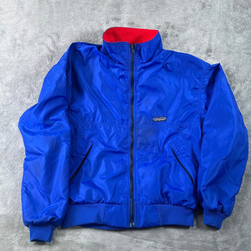 Patagonia Fleece Lined Bomber Jacket Mens Small Blue Made in USA Vintage 2049